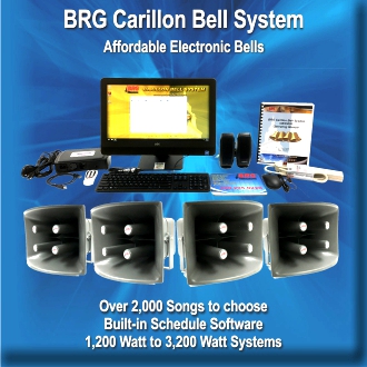 BRG Carillon Bell System brings the sound of  real church bells for the fraction of the cost.  BRG Carillons Bell Systems have several models to choose from.